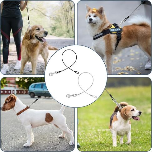 2 Pack Chew Proof Dog Leashes Extension Metal Cable Leads, Non-Tangle Connect Leash for Any Leash, Heavy Duty Dog Leash Extender for Collar & Harness (Black+Blue) in Saudi Arabia