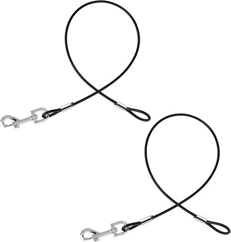 2 Pack Chew Proof Dog Leashes Extension Metal Cable Leads, Non-Tangle Connect Leash for Any Leash, Heavy Duty Dog Leash Extender for Collar & Harness (Black+Blue) in Saudi Arabia
