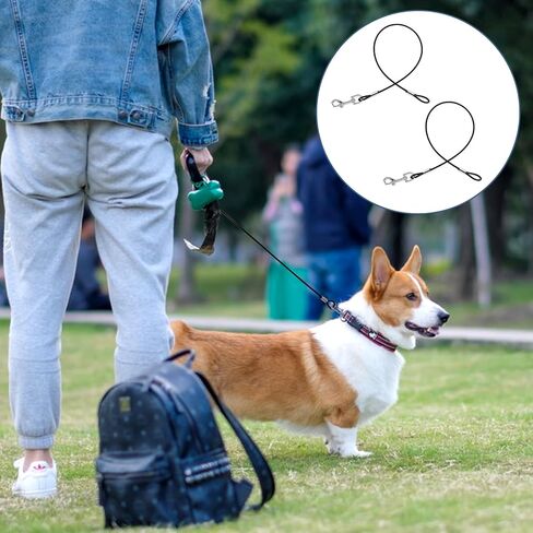 2 Pack Chew Proof Dog Leashes Extension Metal Cable Leads, Non-Tangle Connect Leash for Any Leash, Heavy Duty Dog Leash Extender for Collar & Harness (Black+Blue) in Saudi Arabia