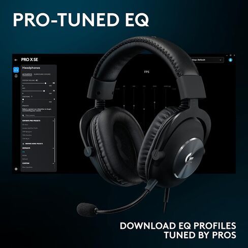 Logitech G Pro X SE Wired Gaming Headset: Blue VO!CE Detachable Boom Mic, DTS 7.1, 50 mm Drivers, USB/3.5mm Aux, USB DAC Included, for PC, Xbox, PS5, PS4 - Black - G Pro X SE Wired Gaming Headset in Saudi Arabia