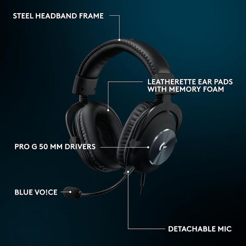 Logitech G Pro X SE Wired Gaming Headset: Blue VO!CE Detachable Boom Mic, DTS 7.1, 50 mm Drivers, USB/3.5mm Aux, USB DAC Included, for PC, Xbox, PS5, PS4 - Black - G Pro X SE Wired Gaming Headset in Saudi Arabia