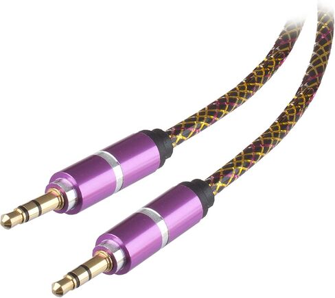 Rubberized CoiledSpring Auxiliary 3.5mm Audio Male to Male Cable for Multimedia Devices - Purple in Saudi Arabia