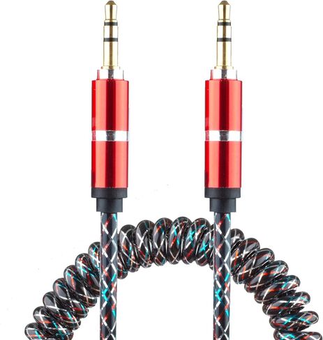 Rubberized CoiledSpring Auxiliary 3.5mm Audio Male to Male Cable for Multimedia Devices - Purple in Saudi Arabia