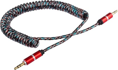 Rubberized CoiledSpring Auxiliary 3.5mm Audio Male to Male Cable for Multimedia Devices - Purple in Saudi Arabia