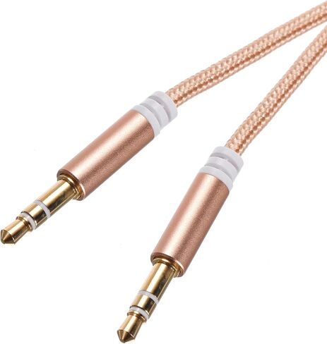 MECCANIXITY 3.5 ملم TRS Aux كابل ذكر إلى ذكر مساعد صوت HiFi سلك سماعة رأس 3.3 قدم نايلون مضفر للهاتف سماعة رأس ستيريو صدى، ذهبي in Saudi Arabia