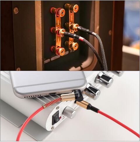 MECCANIXITY 3.5 ملم TRS Aux كابل ذكر إلى ذكر مساعد صوت HiFi سلك سماعة رأس 3.3 قدم نايلون مضفر للهاتف سماعة رأس ستيريو صدى، ذهبي in Saudi Arabia