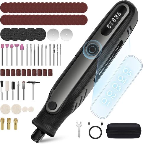 Mini Cordless Rotary Tool, 3.7V Type-C Charging 5-Speed Rechargeable Rotary Tool Kit with 43 Accessories,Power Rotary Tool for Sanding, Polishing, Drilling, Etching, Engraving, DIY Crafts in Saudi Arabia