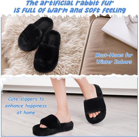 Suhine 4 Pair Women's Fuzzy House Slippers Plush Bedroom Slippers Bridesmaid Slippers Open Toe Fluffy Slippers Anti Skid Foam Support Shoes Sandals in Saudi Arabia
