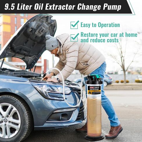 Estune 2 Gallon/7.5 L Manual Pneumatic Fluid Extractor, Automotive Oil Extractor Pump Oil Vacuum Changer with 5 Pcs Brake Bleeding Hose for Car, SUVs, Truck, Yachts in Kuwait