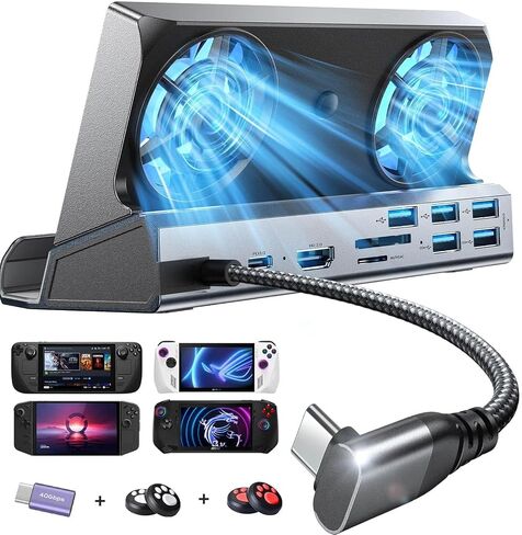 قاعدة إرساء LISEN 10 في 1 لأجهزة Steam Deck OLED وROG Ally وLegion Go، ومروحة تبريد مزدوجة، HDMI 2.0 4K@60 هرتز، USB 3.0*5، PD100W تدعم ROG Ally Turbo 30W وEthernet المتوافقة مع Steam Deck OLED in Saudi Arabia