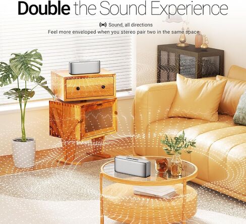 BOGASING S8 Pro Max Bluetooth Speaker, 3-Channel Audio with Lifelike Stereo Sound & Punchy Bass, EQ, DSP Technology, TF-Card, AUX, Built-in Mic, Wireless Portable Speakers for Home, Office (Silver) in Saudi Arabia