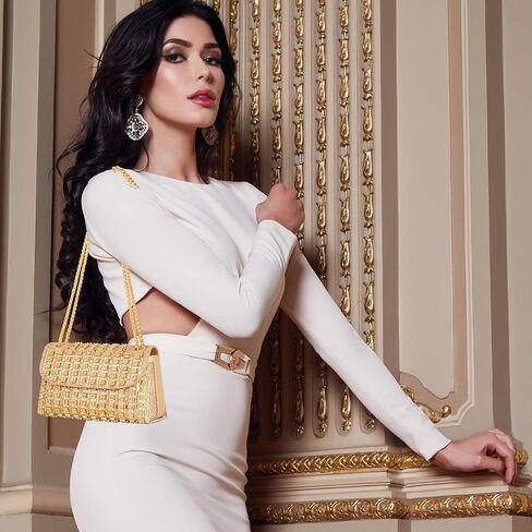 محفظة بمقبض من حجر الراين مع حزام سلسلة للنساء، حقيبة سهرة ملونة متلألئة لحفلات الزفاف وحفلات الزفاف، حقيبة يد كتف مرصعة بالكريستال اللامع in Saudi Arabia