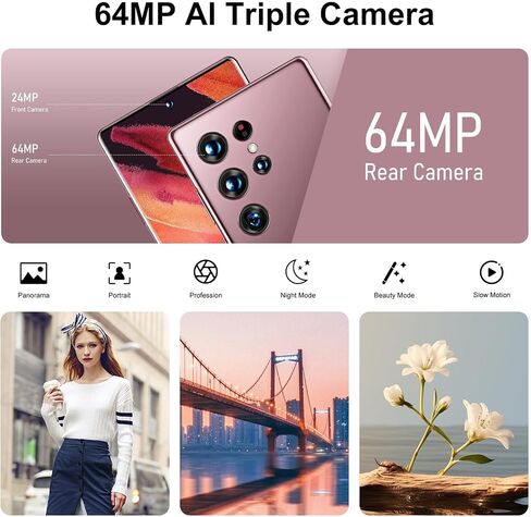 C21 Ultra 5G Unlocked Cell Phone,Android 13 Smartphone, 6GB+256GB, 6.8" HD Display,Octa-Core CPU 6800mAh, 4AI Camera, Support Dual SIM/128GSD/GPS/Wi-Fi/Face/Fingerprint Unlock,Pink (Pink) in Saudi Arabia