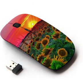 Graphic4You Yellow Sunflower Ergonomic Wireless Mouse with Nano Receiver