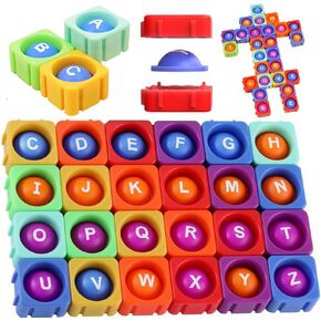 Lowercase Alphabet Multisensory Reading&Phonics Interactive Tool.Huge Pop Bubble Fidget Block for Infinite Word Building Pop Classroom,Phonics Segment &Letter Match,Spell.Versatile &Funny for age3-10