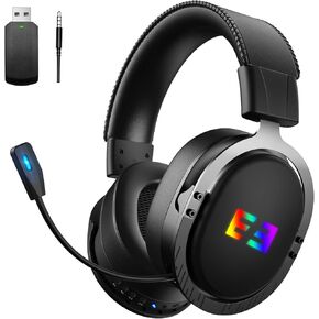 سماعة ألعاب لاسلكية من سيندا V7 مع ميكروفون للكمبيوتر الشخصي، PS5، PS4، سماعات ألعاب ثلاثية الوضع 2.4 جيجا هرتز لاسلكية/بلوتوث 5.0/3.5 ملم مع ضوء RGB، بطارية 20 ساعة in Kuwait