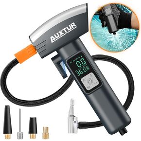 6IN1 Vehicle Tire Inflator Portable Air Compressor|Escape Tool with Safety Hammer and Seat Belt Cutter|Car Tire Air Pump with LED Light|Digital Tire Pressure Gauge|Car Accessories for Emergency