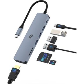 محطة إرساء 7 في 1 USB C Hub محول متعدد المنافذ مع منفذ شحن HDMI 100W PD، قاعدة SD/TF، ​​3 منافذ USB 3.0 لأجهزة الكمبيوتر المحمول من النوع C in Kuwait