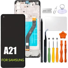 Replacement for Samsung Galaxy A21 2020 A215 LCD Screen with Frame for Samsung A215F A215U A215U1 S215DL A215W LCD Screen Display Touch Digitizer Internal Assembly with Repair Kit