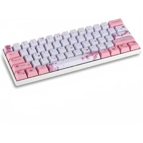 لوحة مفاتيح ميكانيكية باللون الوردي Cherry Blossom، مفتاح OUTEMU مدمج قابل للتبديل السريع بنسبة 60%، لوحة مفاتيح سلكية للألعاب USB-C، 61 مفتاحًا، لوحة مفاتيح صغيرة مريحة، غطاء مفاتيح PBT (مفتاح أسود)