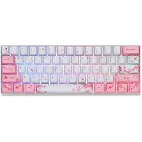 Cherry Blossom Pink Mechanical Keyboard,60% Compact Hot Swappable OUTEMU Switch USB-C Wired Gaming Keyboard 61 Keys Mini Ergonomic Keyboard Dye-Sublimation PBT Keycap (Black Switch)