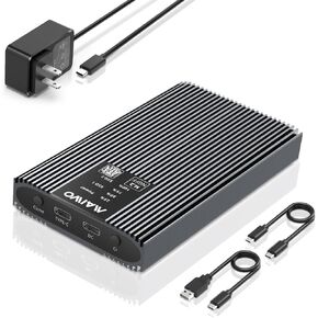 MAIWO NVMe RAID Enclosure, Dual Bay M.2 NVMe SSD Enclosure with RAID 0/RAID 1/PM/Large, 20Gbps USB3.2 GEN2x2, 8TB Capacity, Tool Free, Support M-Key 2230/2242/2260/2280 NVMe Drive