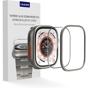 LULULOOK Screen Protector for Apple Watch Ultra, 2Pack 49mm Face Covers for Apple Watch, 9H Tempered Glass for iWatch Ultra