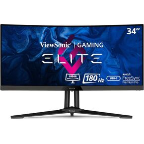 ViewSonic XG340C-2K 34 Inch 1440p Ultra-Wide QHD Curved Gaming Monitor with 1ms, 180Hz, FreeSync Premium Pro, HDR 400, HDMI 2.1, DisplayPort, and USB C for Esports