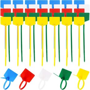 100pcs Cable Labels Tags, Plastic Nylon Zip Tie Labels Wire Tags Write on Cord Labels for Electronics Self-Locking Tie Wraps (Red)