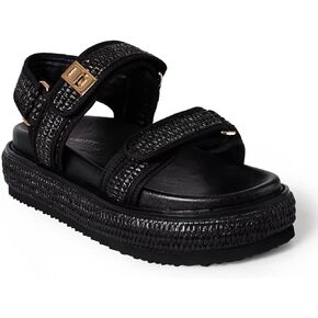vimitty Hand-Woven Raffia Platform Sandals Adjustable Buckle Strap Comfortable Summer Beach Open Toe Slingback Sandals for Women