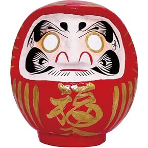 Traditional Japanese Takasaki Daruma Doll 4.7inch Tall, Traditional Crafts, Handcrafted in Japan Good Luck Charms Gift Known for Bringing Good Fortune (Black White)