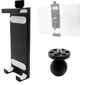 Aluminum Alloy Tablet Holder with 1" (25mm) Ball Head Adapter Compatible with RAM mounts B Size Double Socket arm and Car Mount, 360° Tablet Mount for i Pad and Other Devices from 4.7-9.8"