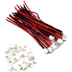20 Sets Mini Micro JST-XH 2.54mm Pitch 2 Pin Male Connector with 10cm Silicone Wire Cables and Female Socket