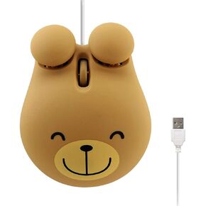 3C Light USB Wired Mouse Cute Animal Bear Shape Wired Mouse Portable Mini Optical Mice Cartoon Computer Mouse 3 Buttons for Laptop Desktop PC Computer