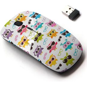 2.4G Wireless Mouse with Cute Pattern Design for All Laptops and Desktops with Nano Receiver - Colorful Funny Owls