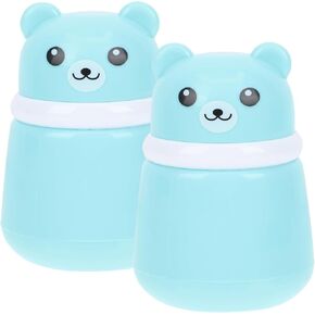 POPETPOP 2Pcs Bear Powder Puff Box Empty Loose Powder Bottle - Baby Powder Puff Bottle, Travel Powder Jar Makeup Puff Travel Talcum Powder Dispenser