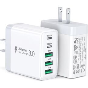 USB C Charger Block, 50W 5-Port USB C Wall Charger Type C Charger Fast Charging Blocks Cube, Multiple Ports PD Power Adapter QC Wall Plug for iPad iPhone 15 14 13 12 Pro Max Galaxy Tablet
