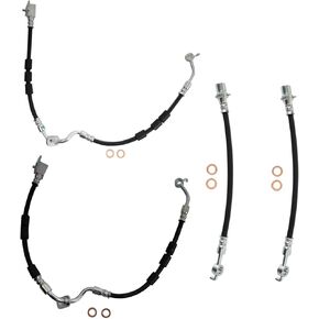 TRQ Stainless Steel Performance Front Rear Brake Hose Set Compatible with 2007-2014 Cadillac Chevrolet GMC