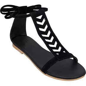 Women's Lace-Up Dori Fashion Sandals - Comfortable Synthetic Fancy Flat Sandals for Casual, Party, and Formal Occasions