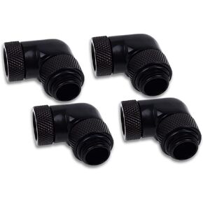 Alphacool Eiszapfen Angled Adaptor 90° Rotatable G1/4 OT to G1/4 IT - Black - Four Pack (17618)