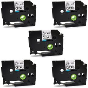 5 Pack TZE Labeling Tape TZ 231 1/2 0.47 Inch Compatible Brother P-Touch Label Maker Refills TZe231 TZ231 Laminated Ribbon White, for Ptouch PTH110 PTH111 PTD210 PTD220 PT-D410 PT-D610BT