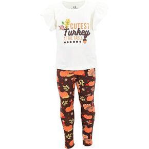 Unique Baby Girls 2 Piece Cutest Turkey Thanksgiving Clothes Set Outfit (12Y, Brown)