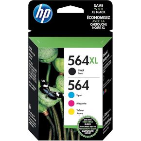 HP 564 / 564XL (N9H60FN) Ink Cartridges (Cyan Magenta Yellow Black) 4-Pack in Retail Packaging