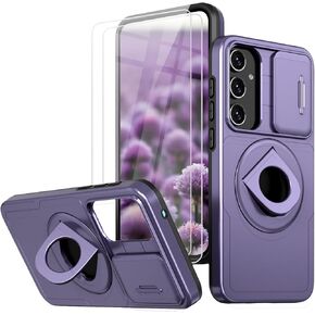 for Samsung Galaxy A35 5G Phone Case [15 FT Military Grade Drop Protection] with 2X Tempered Glass Screen Protector, Heavy-Duty Shockproof Kickstand Case for Samsung Galaxy A35 5G (Blue)