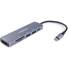 CIMEXI USB C Hub 6 في 1 محول من النوع C متعدد المنافذ (4K@30 هرتز) - محطة إرساء مع USB 3.0+USB 2.0 + 1 SD/TF + PD 60W، قارئ بطاقات - متوافق مع كمبيوتر محمول MacBook Pro/Air وأجهزة أخرى من النوع C in Kuwait