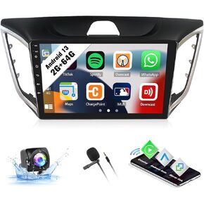 SIXWIN 2G+64G Android 13 Car Radio for Hyundai Creta IX25 2015-2018 10.1 Inch Touch Screen with CarPlay Android Auto Mirror Link Bluetooth FM GPS Navigation HiFi WiFi SWC Backup Camera MIC