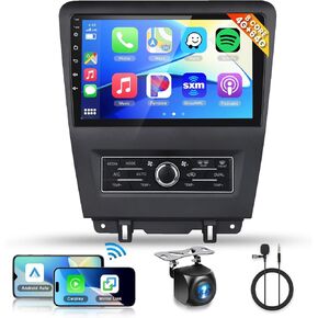 8Core 4+64G Car Stereo for Ford Mustang 2010-2014 (Manual AC) Wireless Carplay/Android Auto,10 inch 1280 * 720P IPS Touch Screen Radio,Android/GPS/WiFi/32band DSP Audio/Bluetooth/SWC/Backup Camera