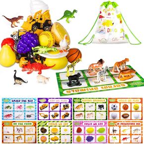 Sorting Toys for Toddlers, Fine Motor Montessori Games, Animals Trucks Foods Fruits Balls Fishes Farm Dinosaurs Matching Toys, Preschool Learning Activities Gifts for Kids Girls Boys Ages 3-5
