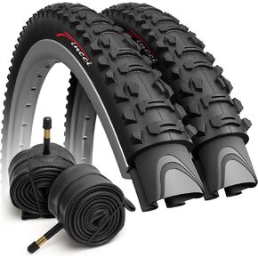 Fincci Set 26 x 1.95 Inch 50-559 Foldable Tires with Presta Valve Inner Tubes for MTB Mountain Hybrid Bike Bicycle