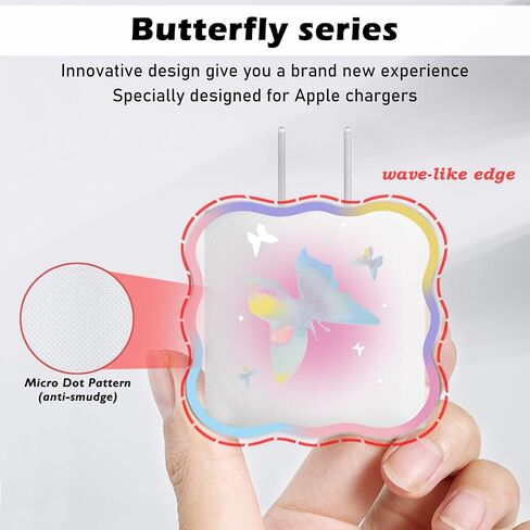 واقي كابل لطيف DIY لشاحن iPhone، تصميم فراشة لامعة، كابل بيانات موجات USB شاحن خط بيانات سلك موفر شاحن الهاتف متوافق مع iPhone 11 12 13 14 Pro Max Plus XS in Saudi Arabia